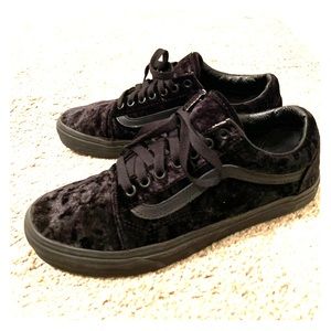 Black Crushed Velvet Vans